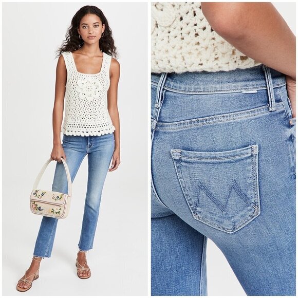 💕MOTHER💕 Mid Rise Dazzler Ankle Fray Jeans - Riding The Cliffside 30 NWOT - Picture 1 of 16